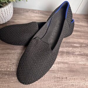 Rothys Flats Black Honeycomb Loafers Round Toe Slip On Knit Women’s Size 9